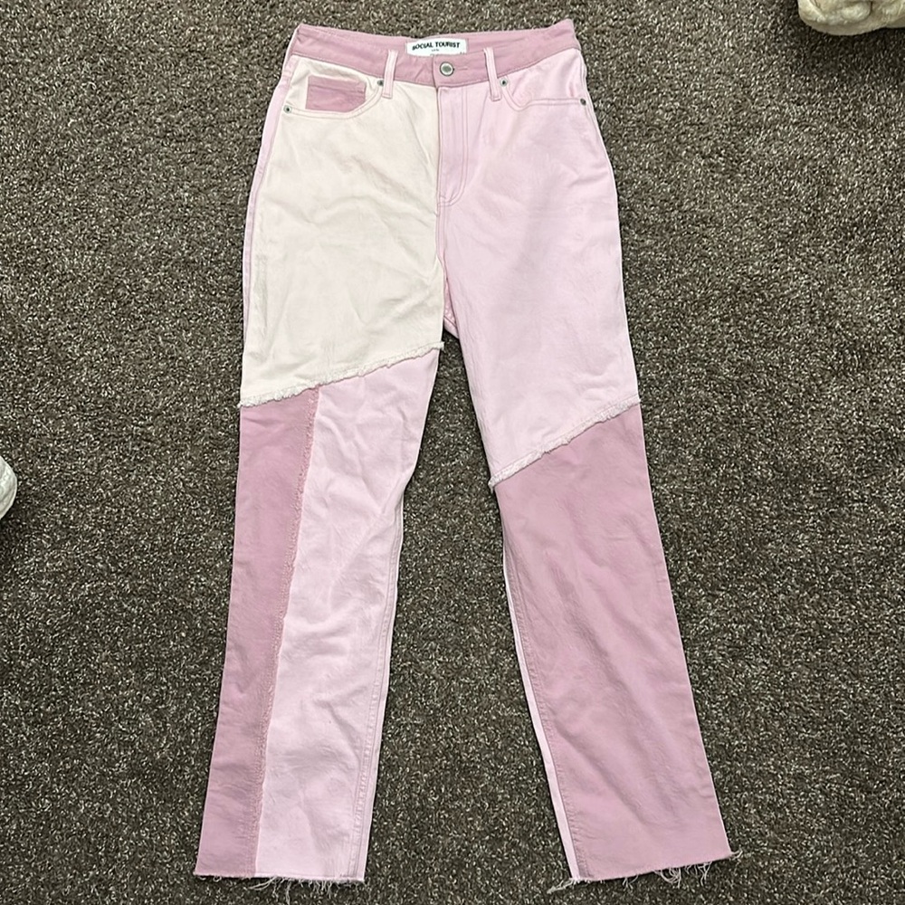 Pink Colorblock Jeans